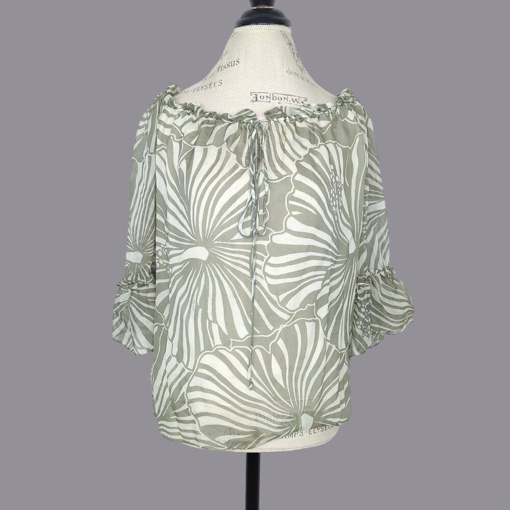 Milly New York Silk Top 10 Medium Green Blouse Flowy